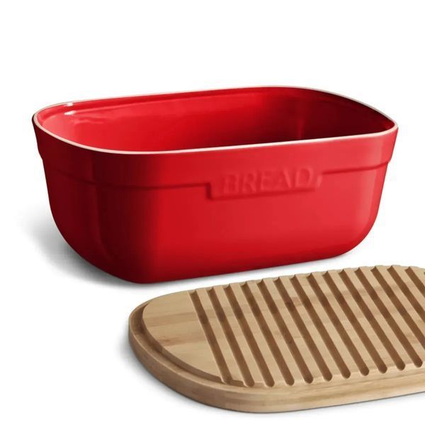 Хлебница Emile Henry Storage 35,5х24,8х15,5 см красная с крышкой-доской 348750 фото