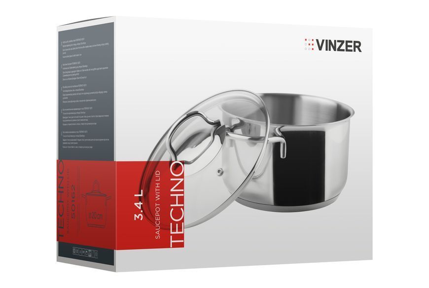 Каструля Vinzer Techno 3,4 л з кришкою 50162 фото