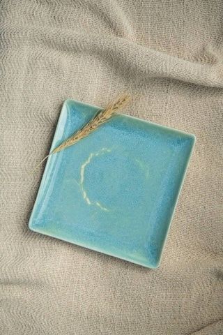 Тарелка десертная Dovbysh Porcelain Garna 18,5 см бирюза квадратная 100022 фото