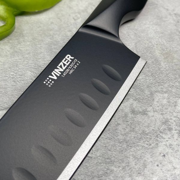 Нож сантоку Vinzer Geometry Nero line 12,7 см 50301 фото