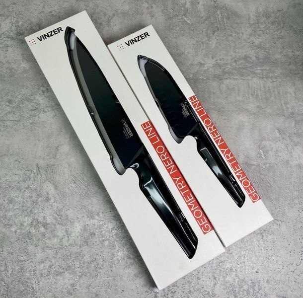 Нож сантоку Vinzer Geometry Nero line 12,7 см 50301 фото